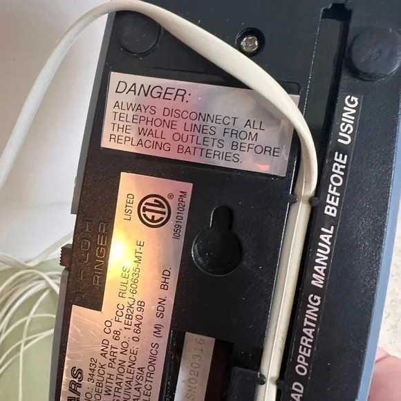 Sears Vintage Corded Wall Phone Blue Retro 90s Style Stores Numbers Excellent - Picture 7 of 9